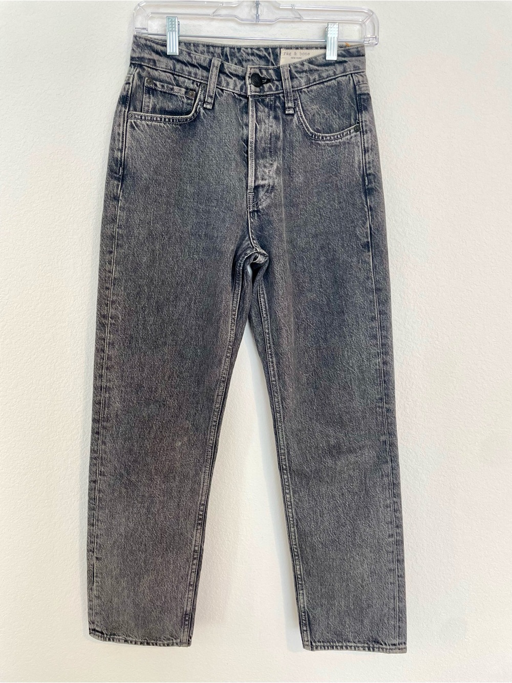 Rag & Bone Women’s Maya High Rise Ankle Slim Gray Washed Straight-Leg Jeans